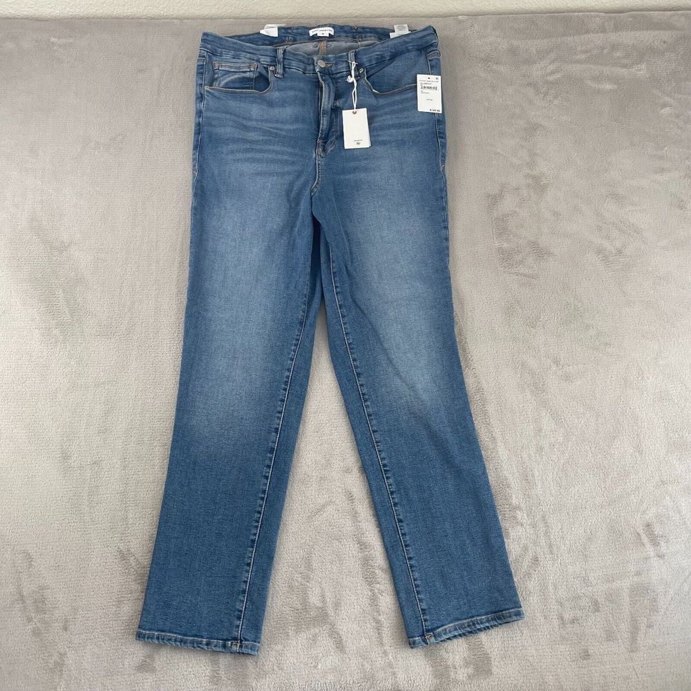 Good American Jeans Women 18 Plus Indigo Blue Good Classic Skinnyish Fit NWT